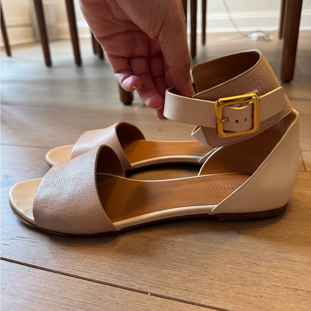 Chloe Tan Minimalist Sandals with Ankle Strap